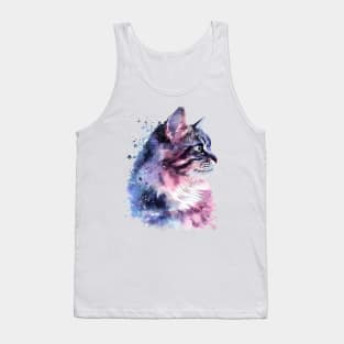 Siberian Cat Water Color Pop Art Design for Cat Lover Tank Top